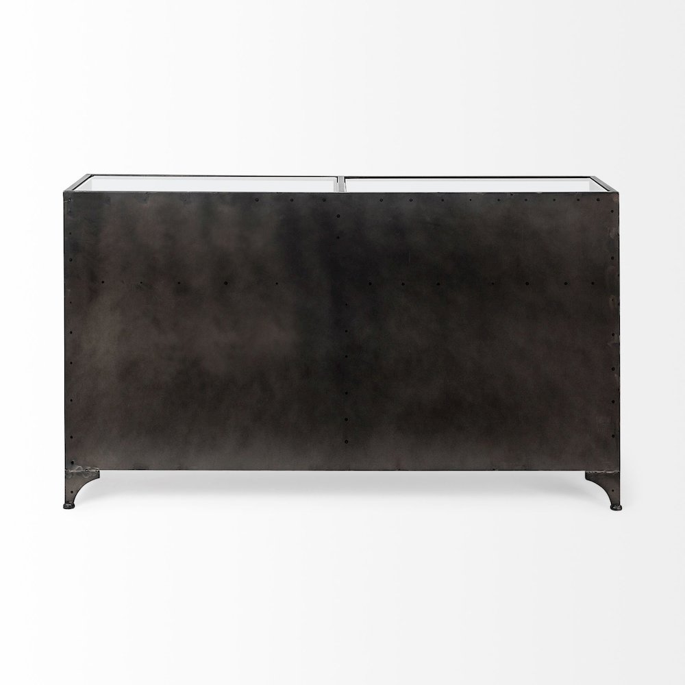63" L Black Metal Glass Door Display Cabinet