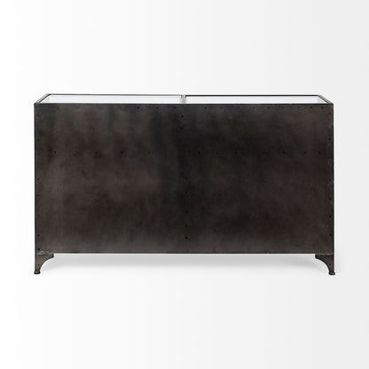 63" L Black Metal Glass Door Display Cabinet