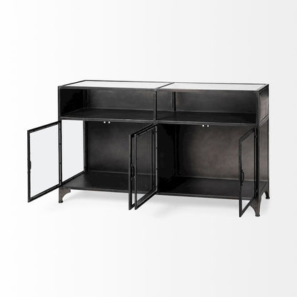63" L Black Metal Glass Door Display Cabinet
