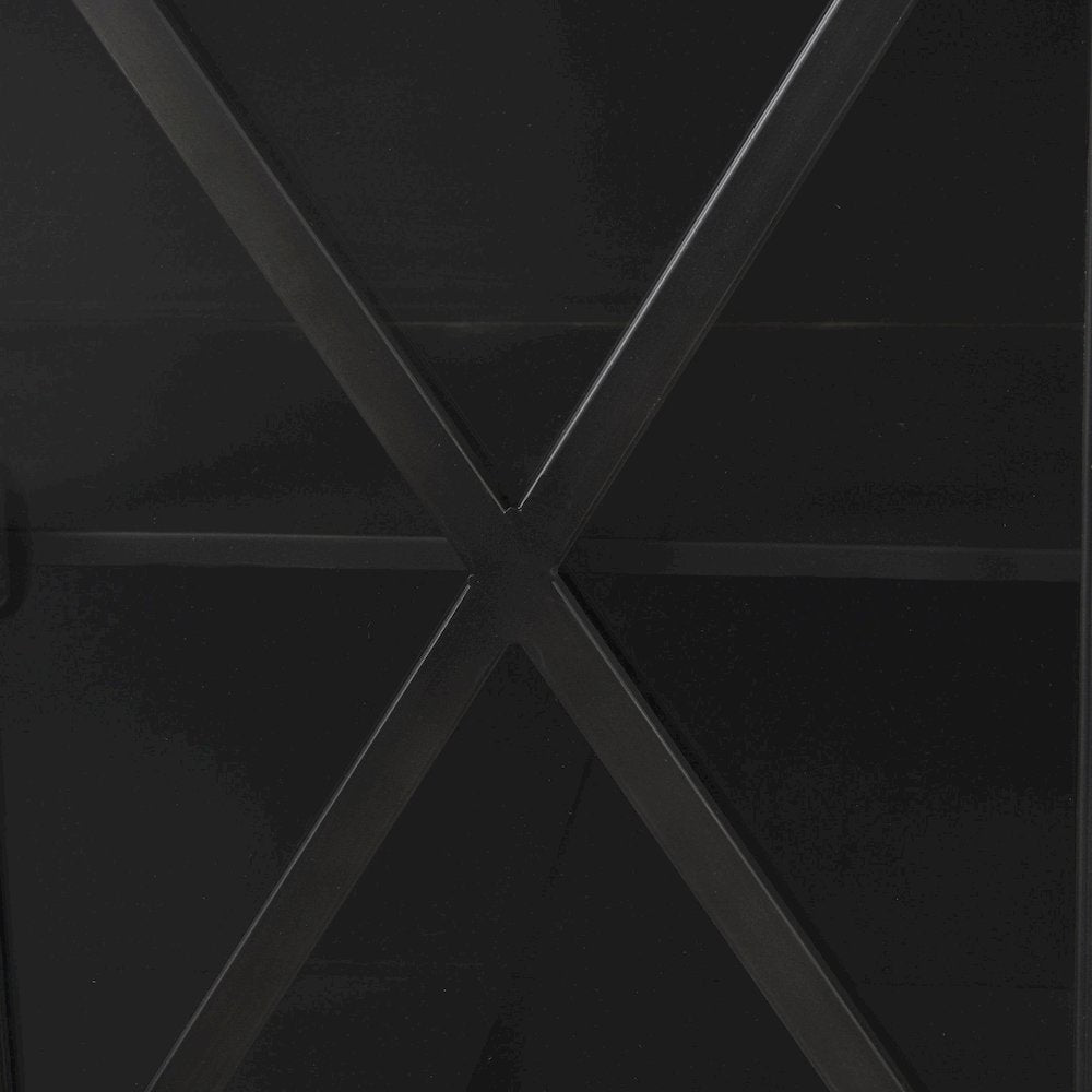 Poppy 79x16 Black Metal With  Glass Door Sideboard