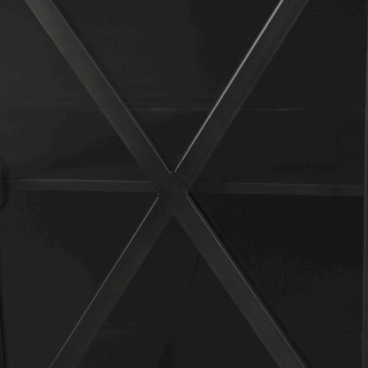 Poppy 79x16 Black Metal With  Glass Door Sideboard