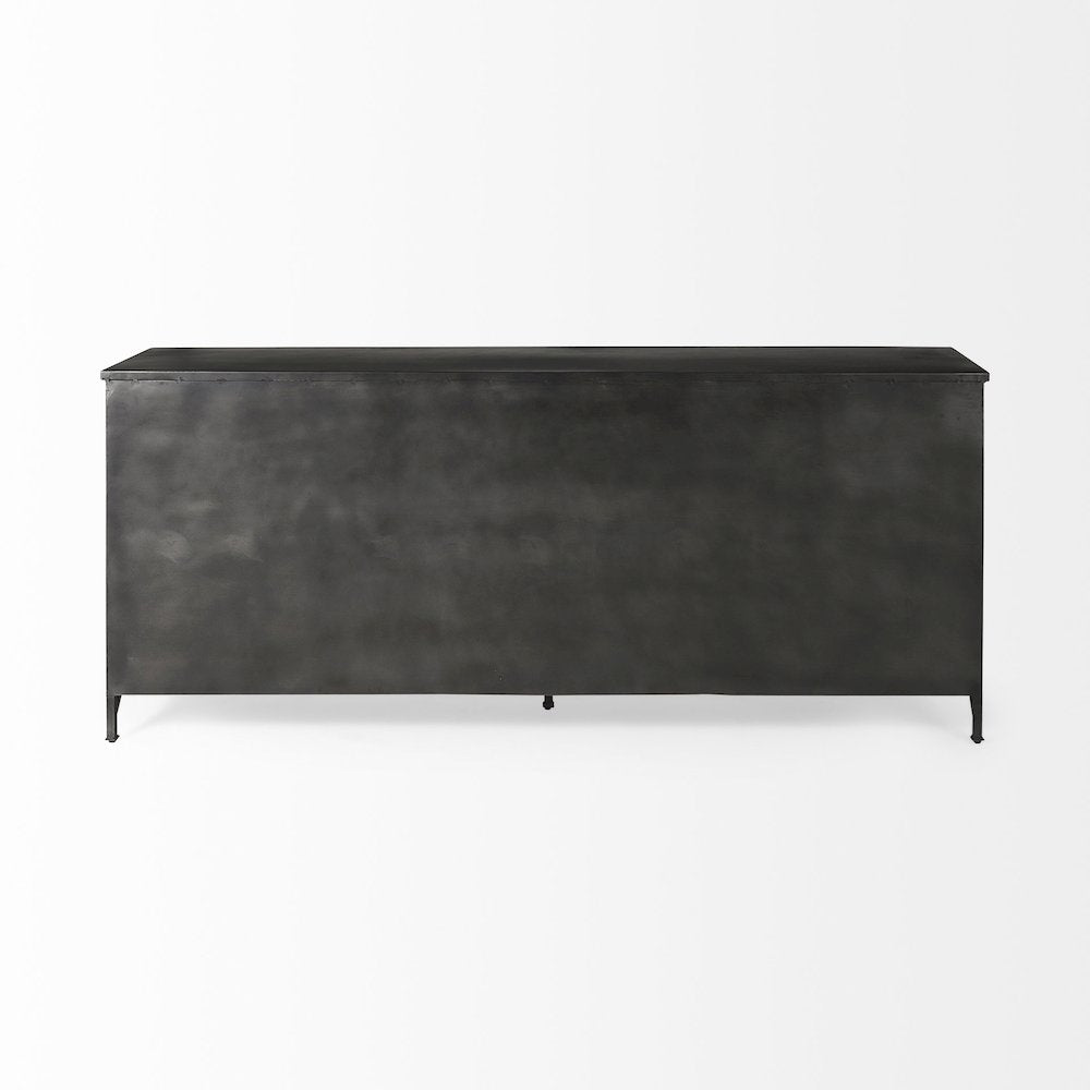 Poppy 79x16 Black Metal With  Glass Door Sideboard