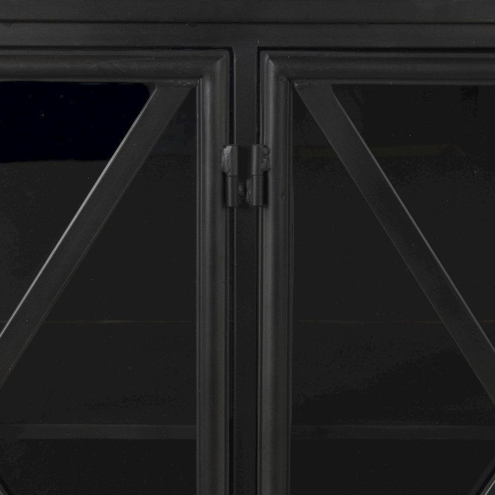Poppy 79x16 Black Metal With  Glass Door Sideboard