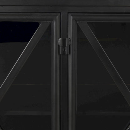 Poppy 79x16 Black Metal With  Glass Door Sideboard