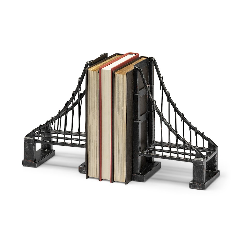 Set Of 2 19L X 4W Brown Wrought Iron Bridge Bookends