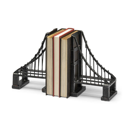 Set Of 2 19L X 4W Brown Wrought Iron Bridge Bookends