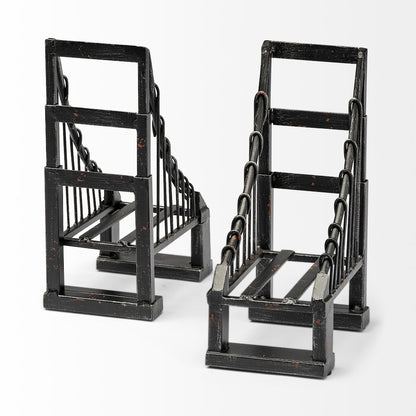 Set Of 2 19L X 4W Brown Wrought Iron Bridge Bookends