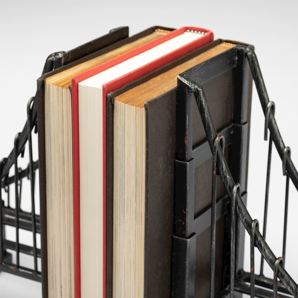 Set Of 2 19L X 4W Brown Wrought Iron Bridge Bookends