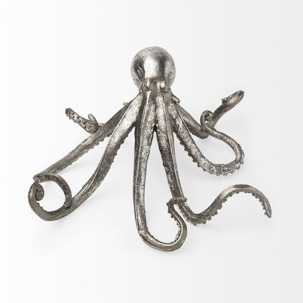 Strafford Small 10L x 9W Silver Resin Octopus