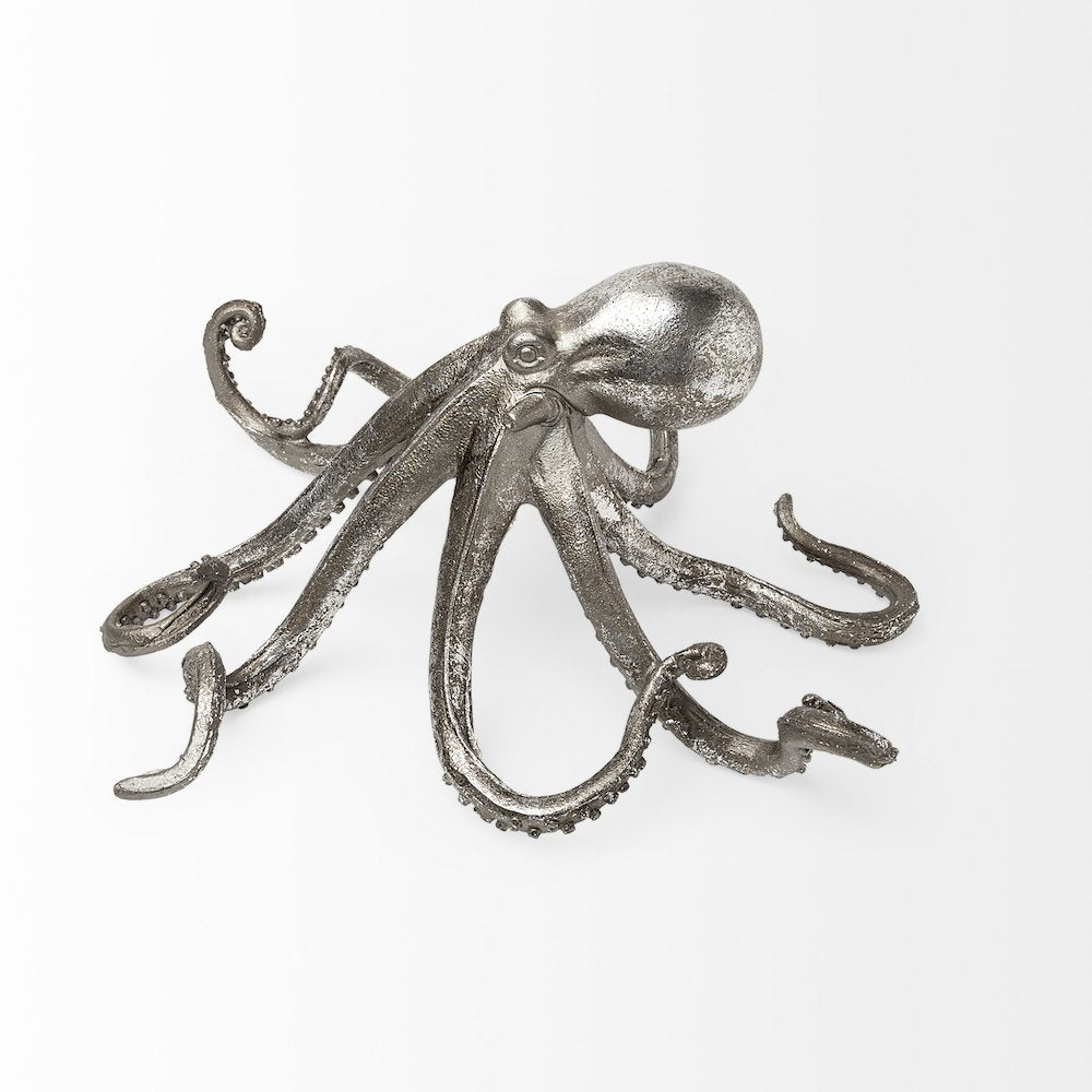 Strafford Small 10L x 9W Silver Resin Octopus