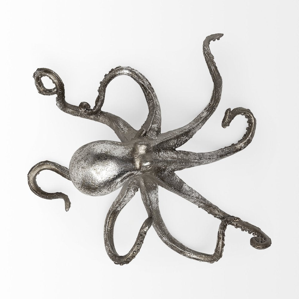 Strafford Small 10L x 9W Silver Resin Octopus