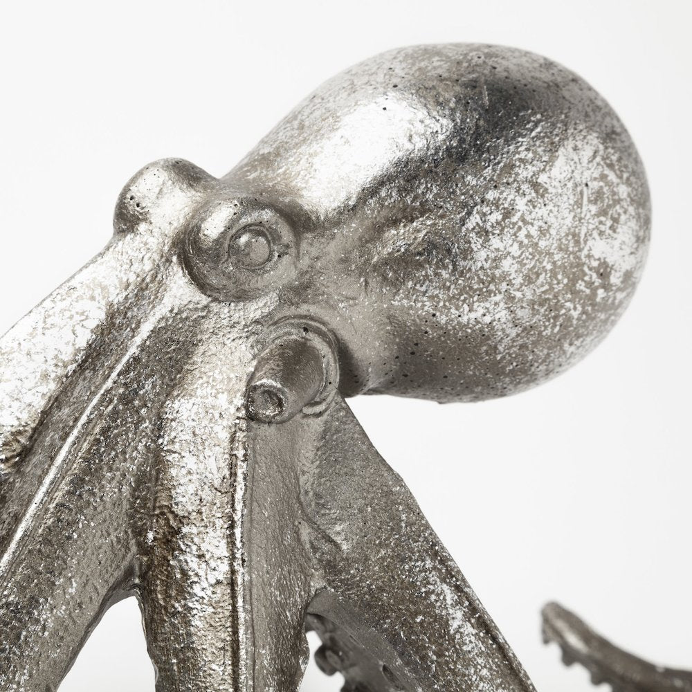 Strafford Small 10L x 9W Silver Resin Octopus