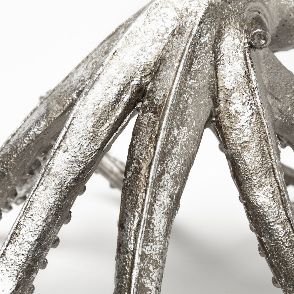Strafford Small 10L x 9W Silver Resin Octopus