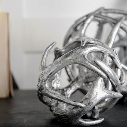 Ramus I(Small) 5L x 5W Silver Antler Shaped Decorative Orb Ball