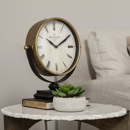 Houston Gold Metal Half Moon Base Table Clock
