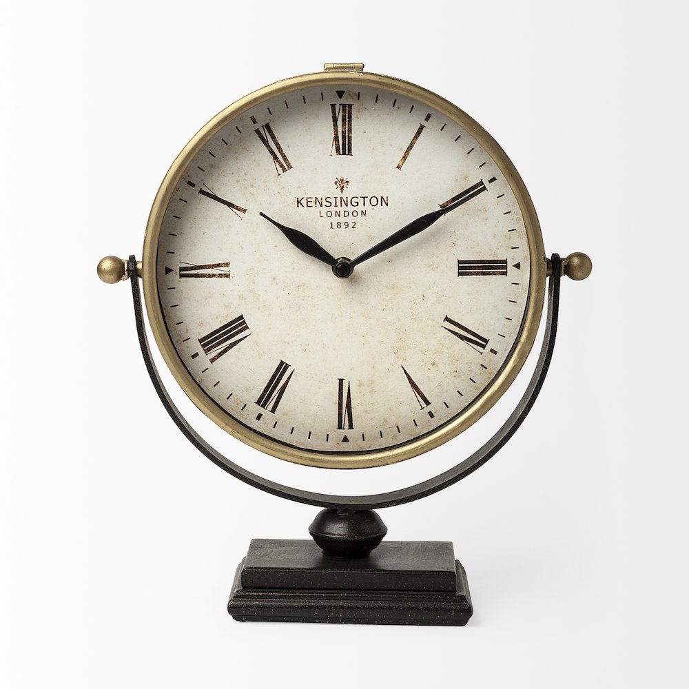 Houston Gold Metal Half Moon Base Table Clock