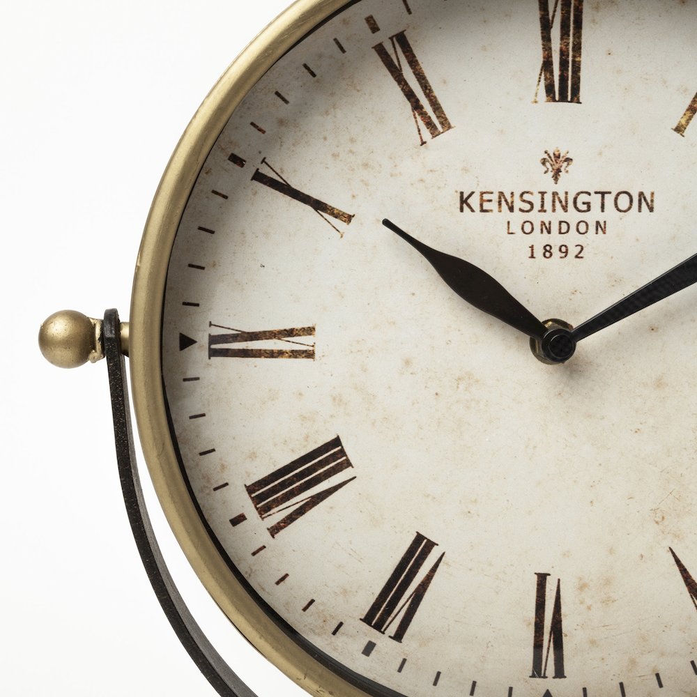 Houston Gold Metal Half Moon Base Table Clock