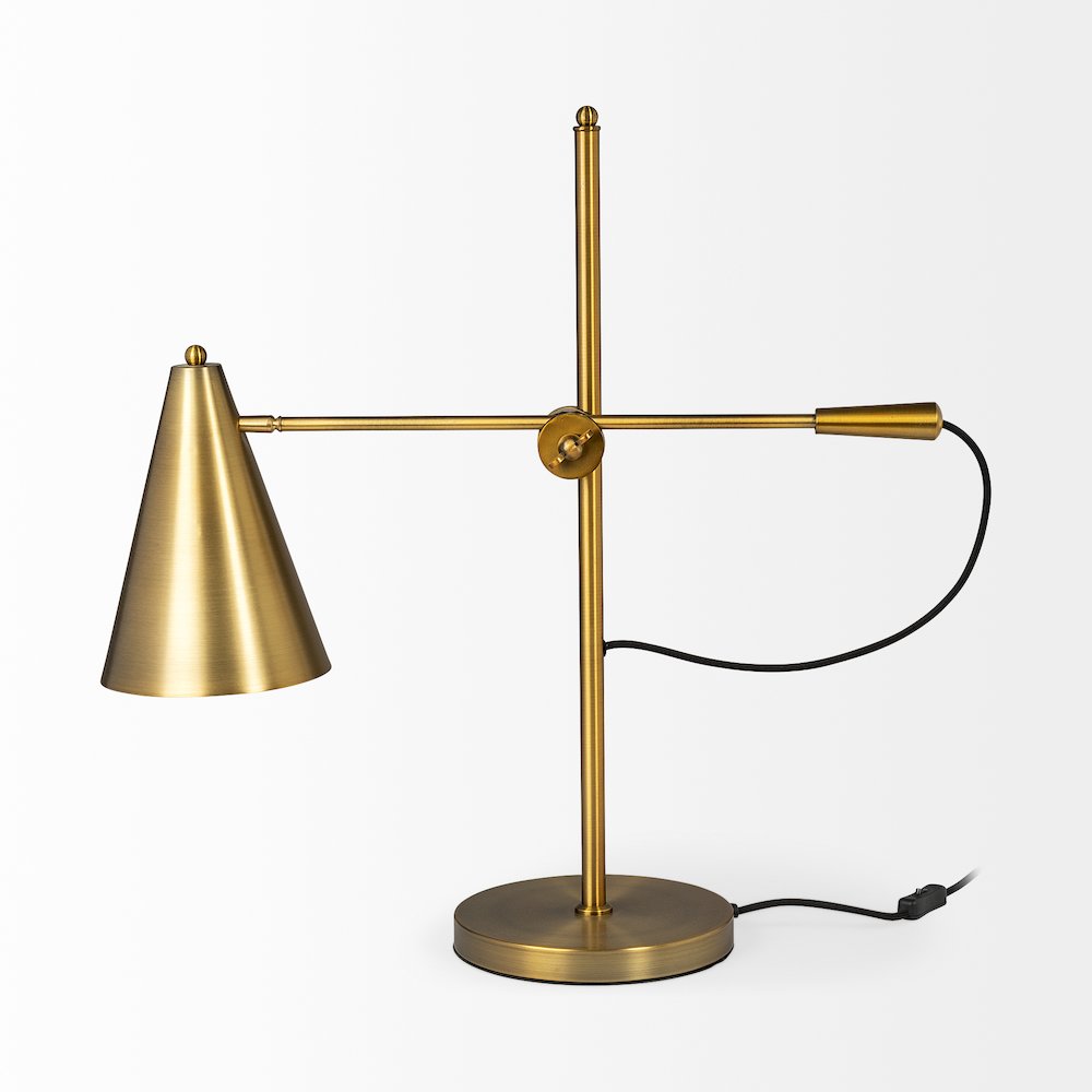 Fragon (26"H) Gold-Tone Metal Adjustable Cone Shade Table Lamp
