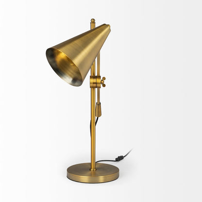 Fragon (26"H) Gold-Tone Metal Adjustable Cone Shade Table Lamp