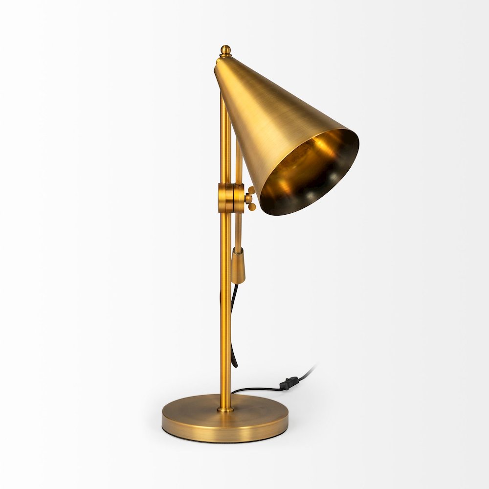 Fragon (26"H) Gold-Tone Metal Adjustable Cone Shade Table Lamp