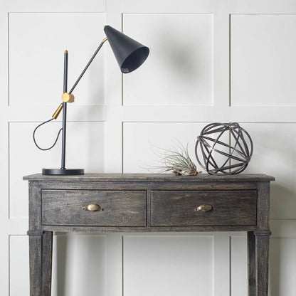 Fragon II(26"H) Black/Gold Metal Adjustable Cone Shade Table Lamp