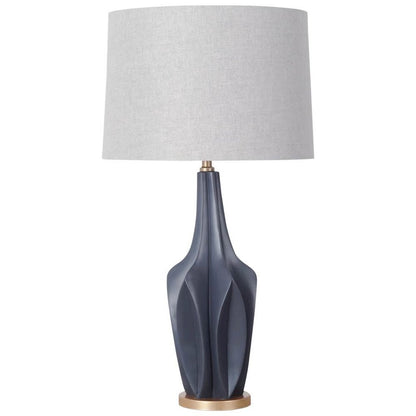 Bravar I30" Gray-Blue Resin Base Gray Fabric Shade Table Lamp