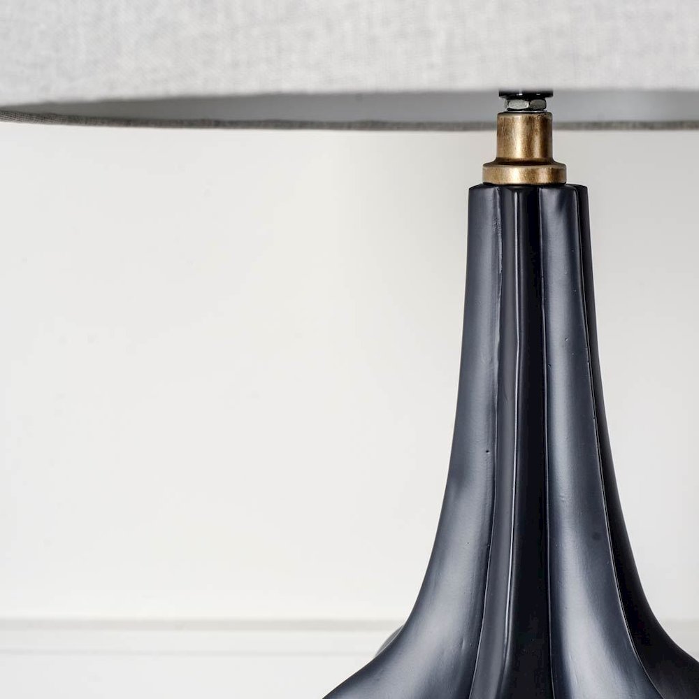 Bravar I30" Gray-Blue Resin Base Gray Fabric Shade Table Lamp