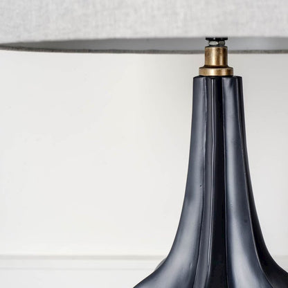 Bravar I30" Gray-Blue Resin Base Gray Fabric Shade Table Lamp