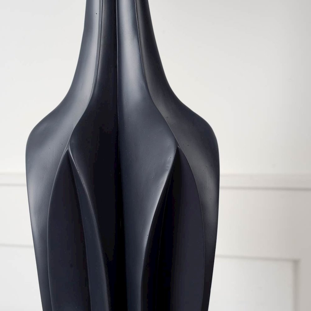 Bravar I30" Gray-Blue Resin Base Gray Fabric Shade Table Lamp