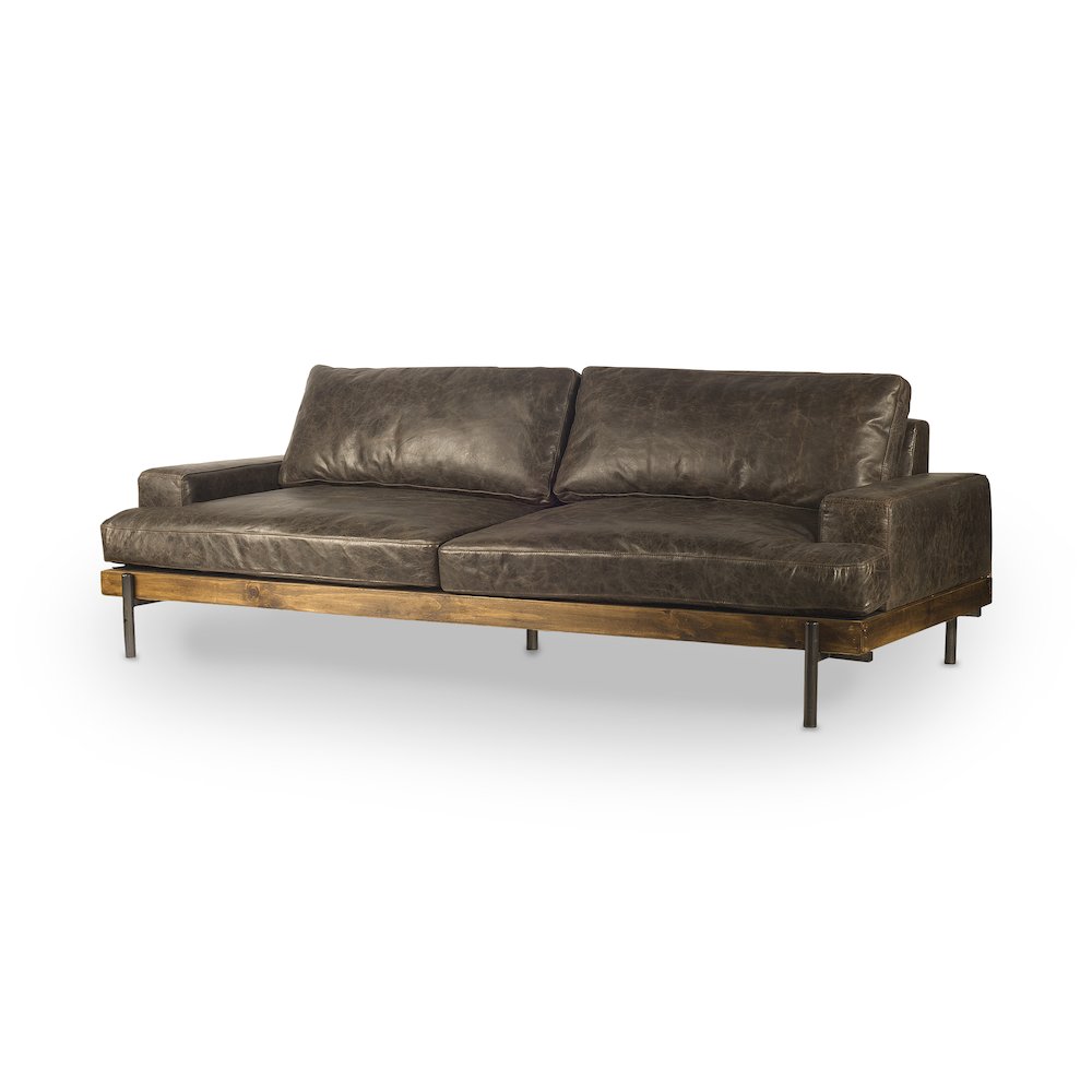 Colburne 96" Brown Leather Three Seater Sofa