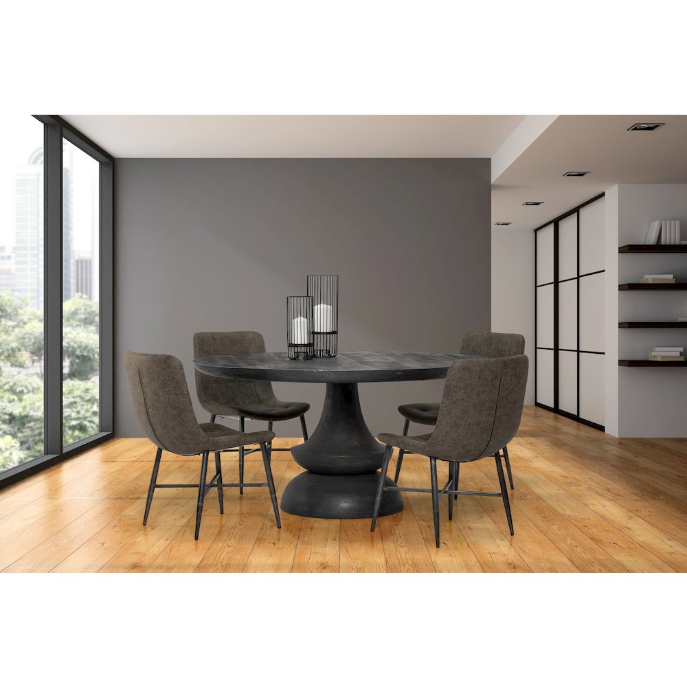 Crossman 60" Round Dark Brown/Gray Solid Wood Table Top & Base Dining Table