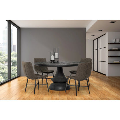 Crossman 60" Round Dark Brown/Gray Solid Wood Table Top & Base Dining Table