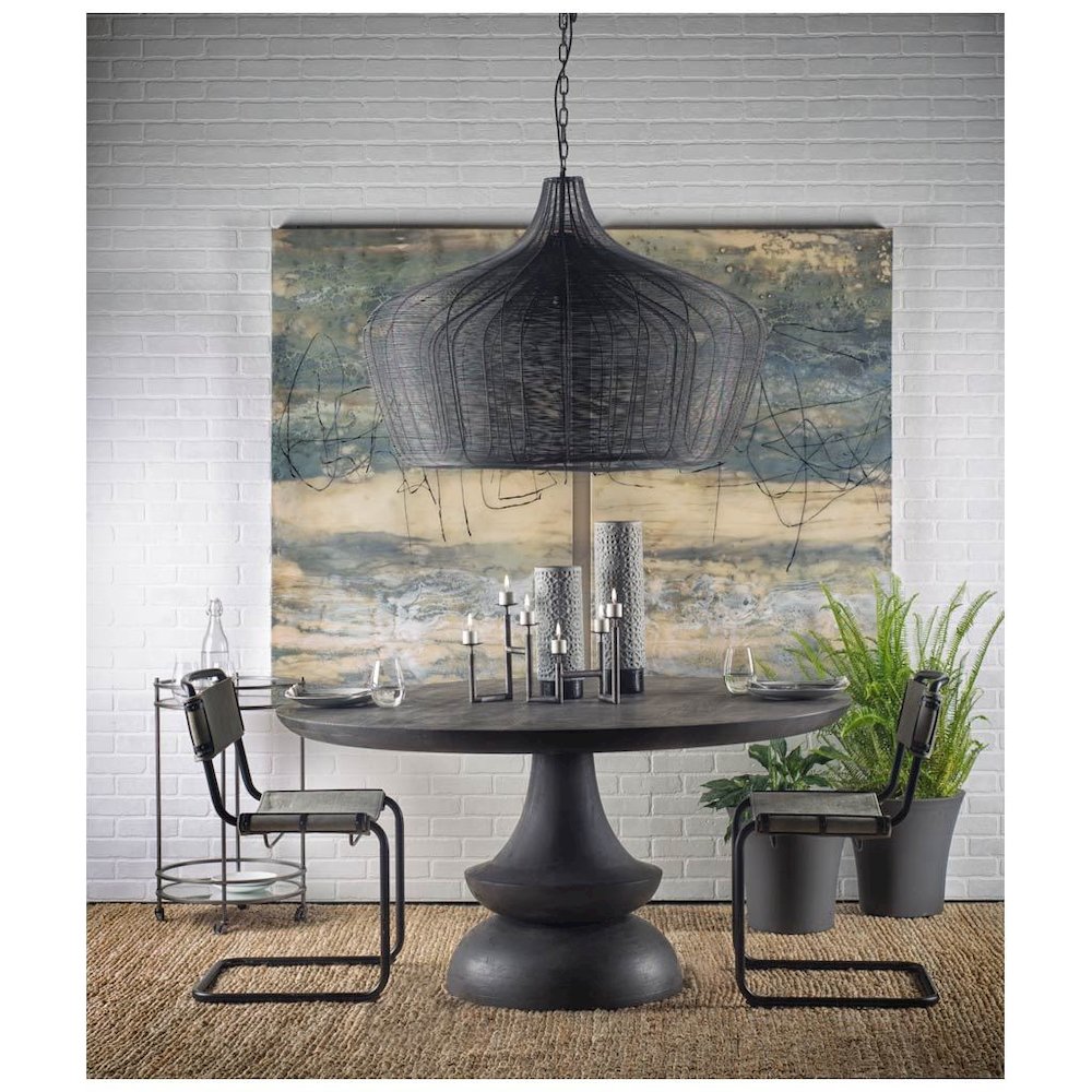 Crossman 60" Round Dark Brown/Gray Solid Wood Table Top & Base Dining Table