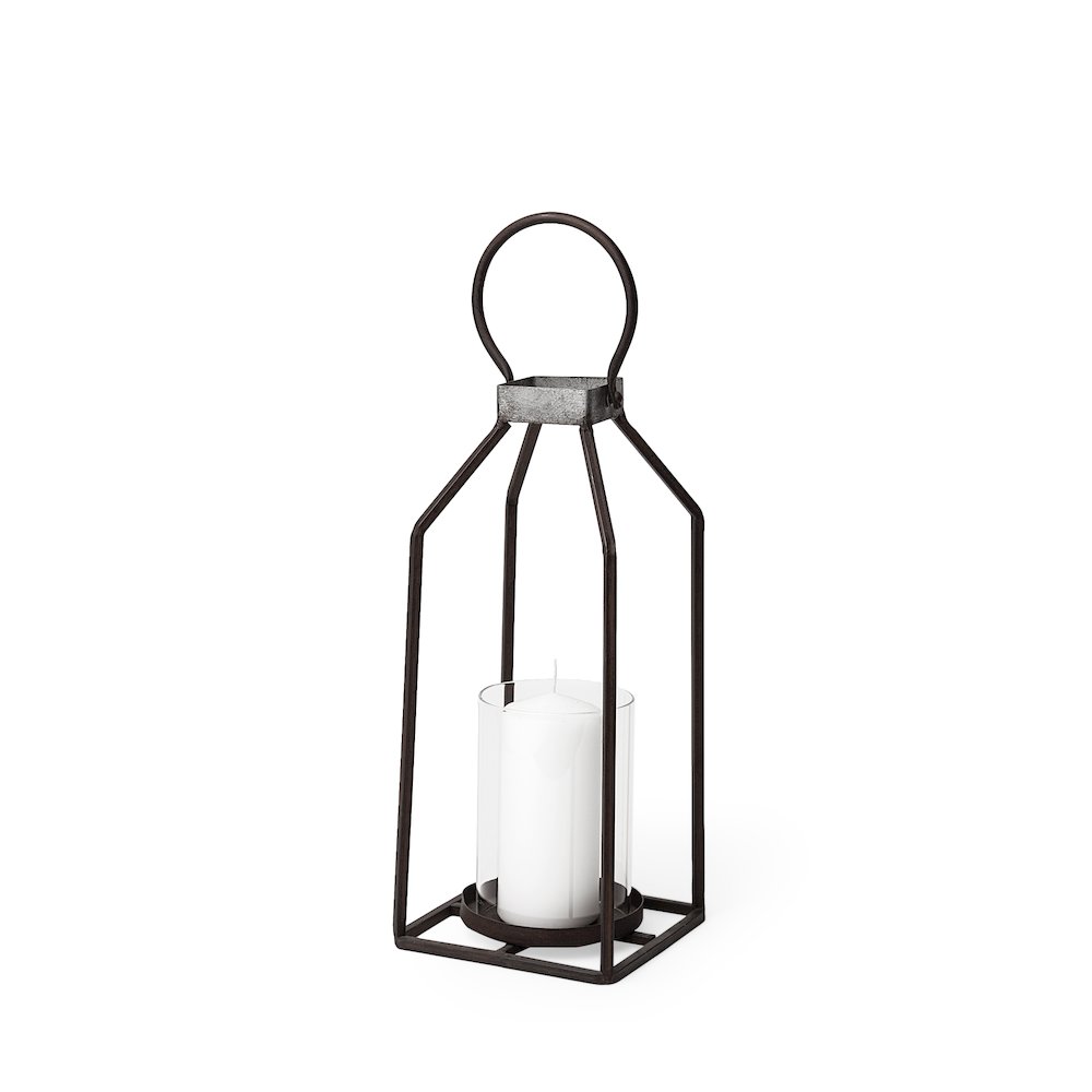 Kingston Small Rustic Metal Framed Table Candle Holder