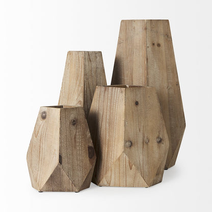 Allen Large Natural Wooden Base Oval Vase
