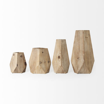 Allen Small Natural Wooden Base Oval Vase