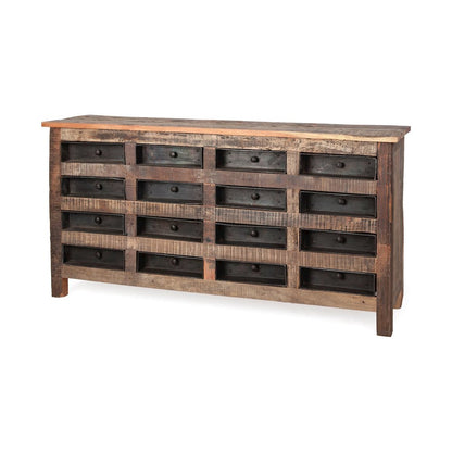 Wilton 63x16 Reclaimed Wood and Metal 16 Drawer Sideboard