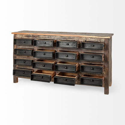 Wilton 63x16 Reclaimed Wood and Metal 16 Drawer Sideboard