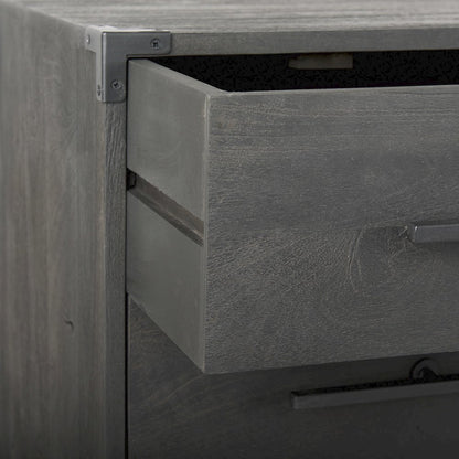 34L X 18W Brown Wood And Iron 3 Drawer Accent Cabinet