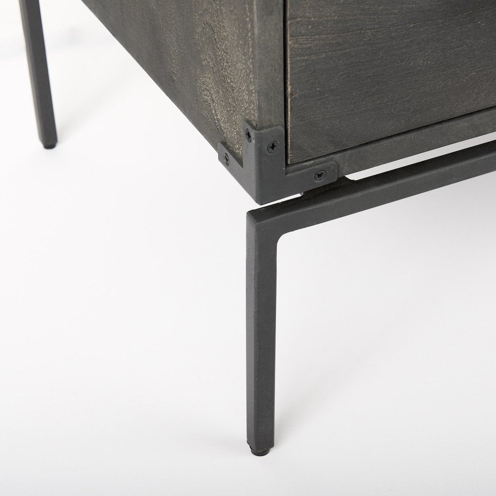 34L X 18W Brown Wood And Iron 3 Drawer Accent Cabinet
