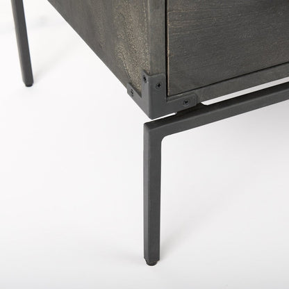 34L X 18W Brown Wood And Iron 3 Drawer Accent Cabinet