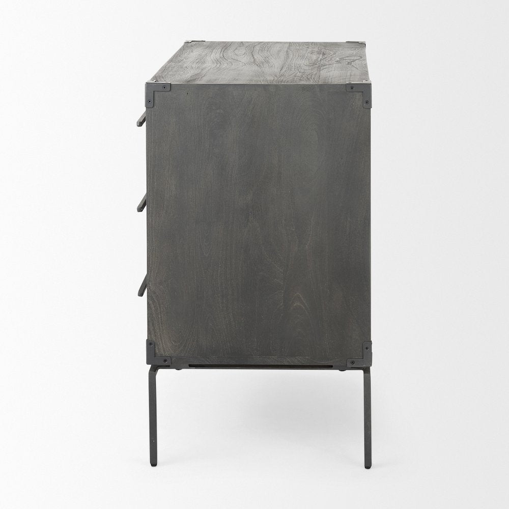 34L X 18W Brown Wood And Iron 3 Drawer Accent Cabinet