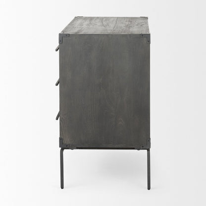 34L X 18W Brown Wood And Iron 3 Drawer Accent Cabinet