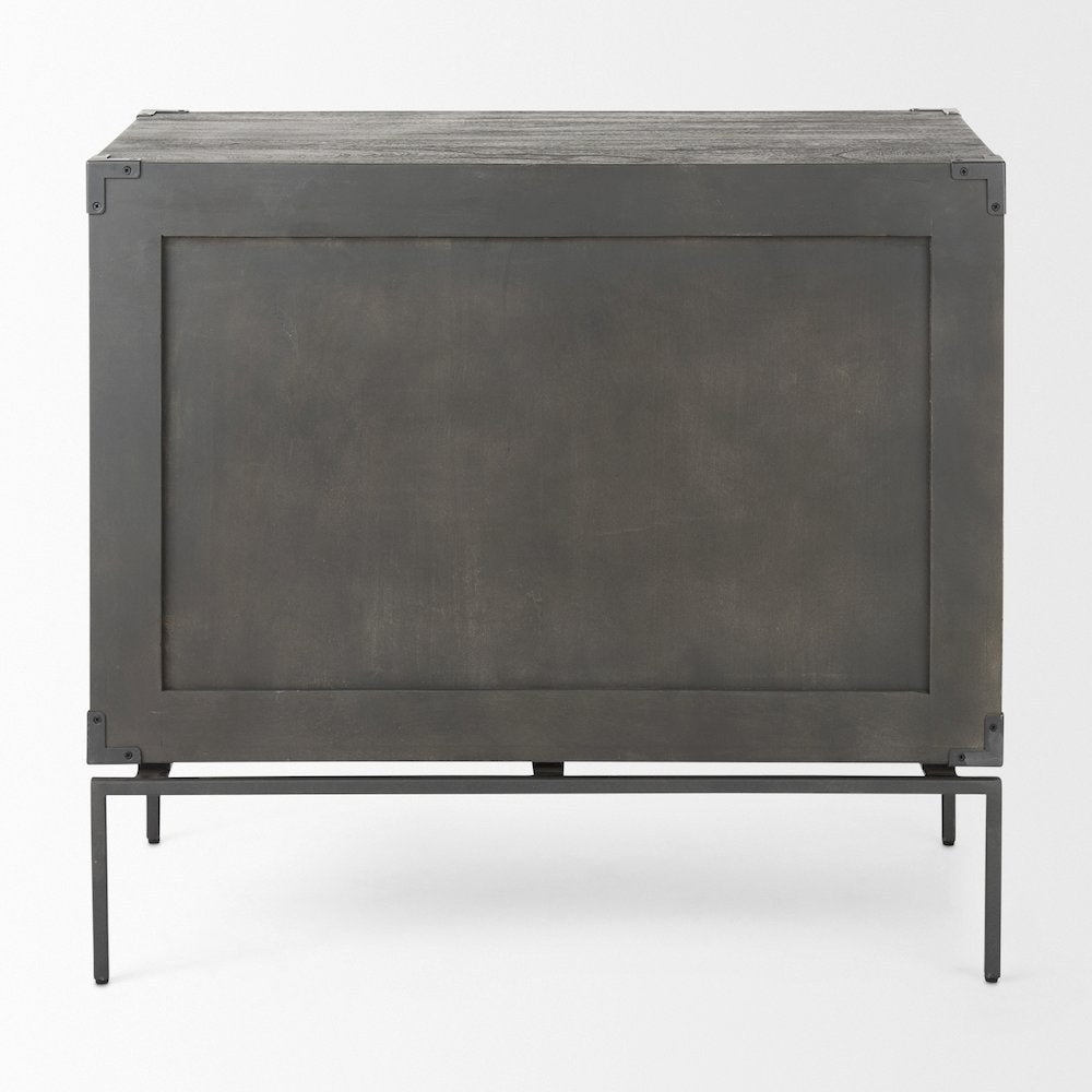 34L X 18W Brown Wood And Iron 3 Drawer Accent Cabinet