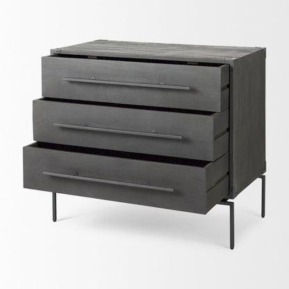 34L X 18W Brown Wood And Iron 3 Drawer Accent Cabinet