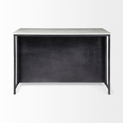 FierSolid Iron Black Body White Marble Top Four Drawer Kitchen Island