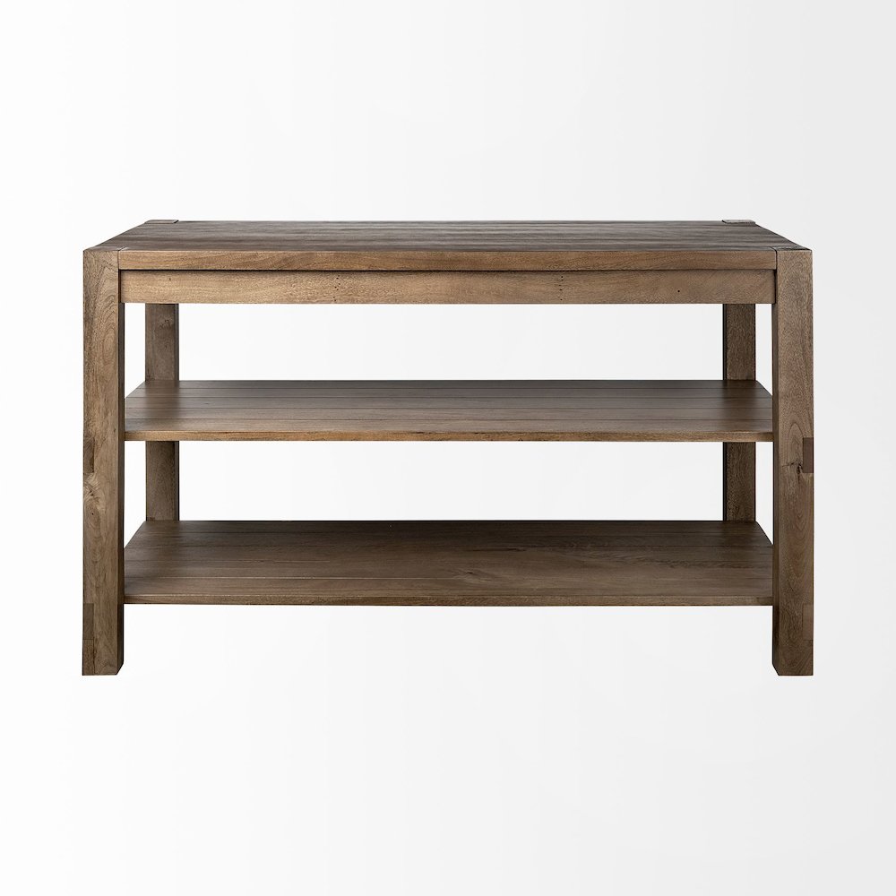 Emeril Brown Solid Wood Two-Tier Smooth Counter Top Kitchen Island