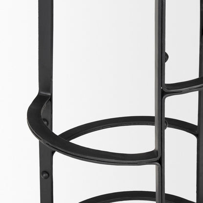 26.3" Seat Height Brown Wood Seat Black Metal Frame Stool