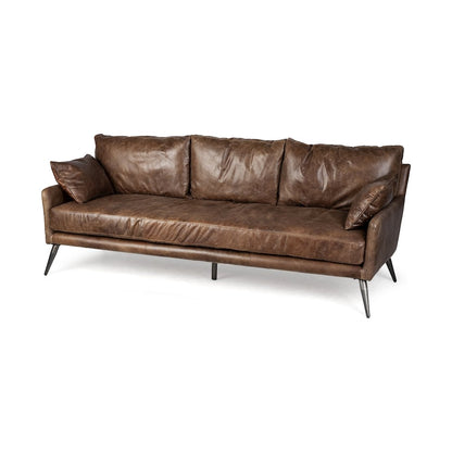 Cochrane 82L x 33W x 32.25H Brown Leather Three Seater Sofa