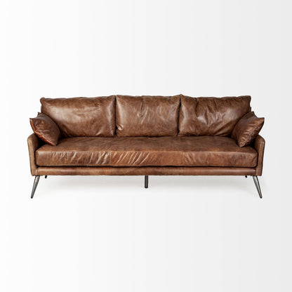 Cochrane 82L x 33W x 32.25H Brown Leather Three Seater Sofa